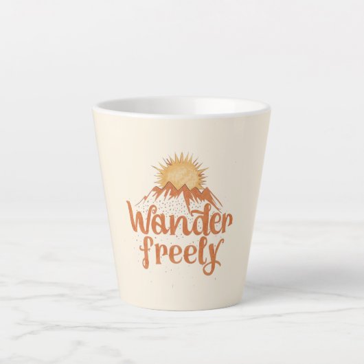 Wander Freely Nature Travel Hiking Quote Latte Mok (Voorkant)