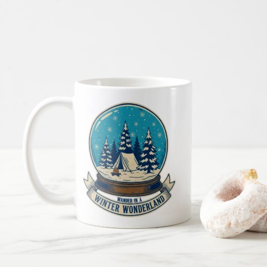 Wander in a Winter Wonderland Camping Art Koffiemok (Met donut)