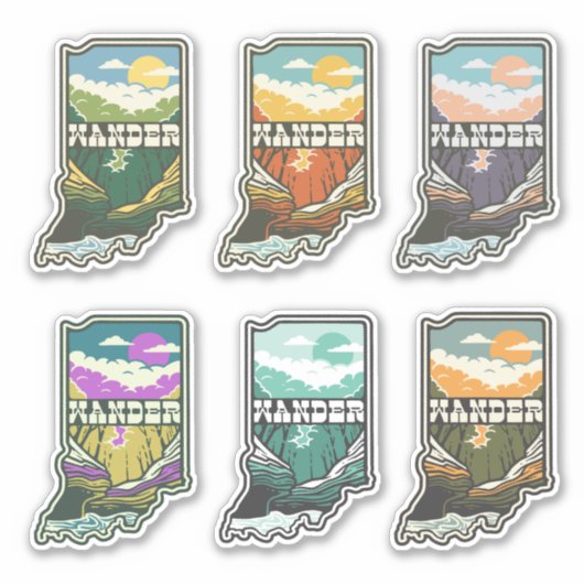Wander Indiana Vinyl Sticker Sheet (Voorkant)