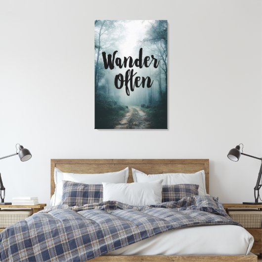 Wander Often Misty Forest Path Quote Canvas Afdruk (Insitu (Slaapkamer))