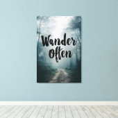 Wander Often Misty Forest Path Quote Canvas Afdruk (Insitu (Houten vloer))