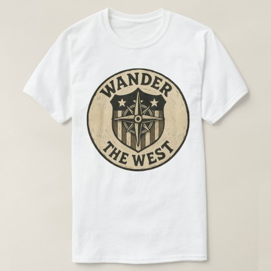 Wander the West Vintage Badge Ontwerp T-shirt (Design voorkant)
