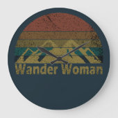 Wander vrouw wandelen camping  grote klok (Voorkant)