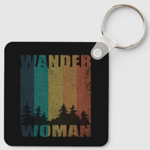 Wander vrouw wandelen camping sleutelhanger