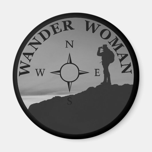 Wander vrouw wandelen  magneet (Voorkant)