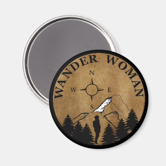 Wander vrouw wandelen  magneet (Voorkant / Achterkant)