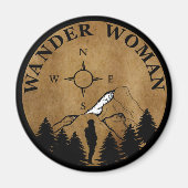 Wander vrouw wandelen  magneet (Voorkant)