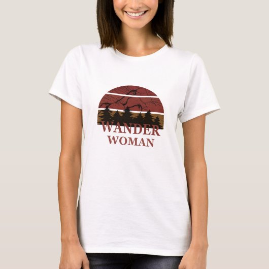 Wander vrouw wandelen t-shirt (Voorkant)