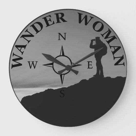 wander vrouw wandelend grote klok (Voorkant)