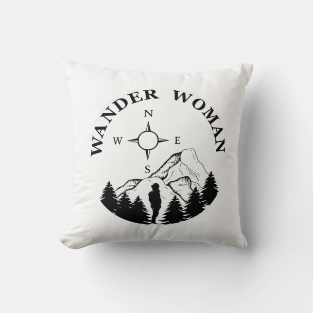 wander vrouw wandelend kussen (Voorkant)