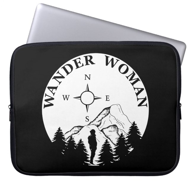 wander vrouw wandelend laptop sleeve (Voorkant)