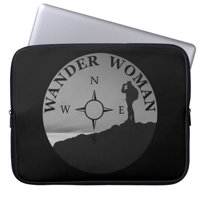 wander vrouw wandelend laptop sleeve (Voorkant)