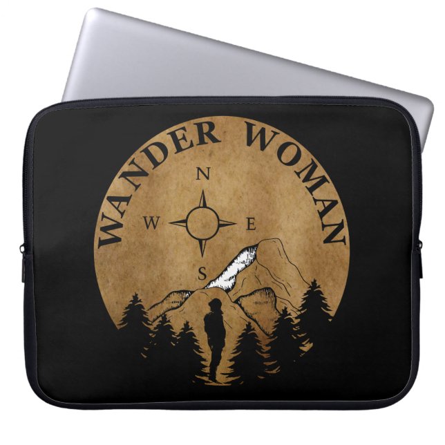 wander vrouw wandelend laptop sleeve (Voorkant)