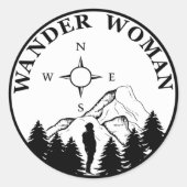 wander vrouw wandelend ronde sticker (Voorkant)