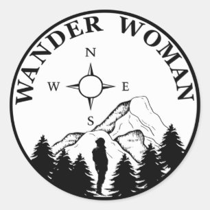 wander vrouw wandelend ronde sticker