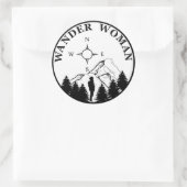 wander vrouw wandelend ronde sticker (Tas)