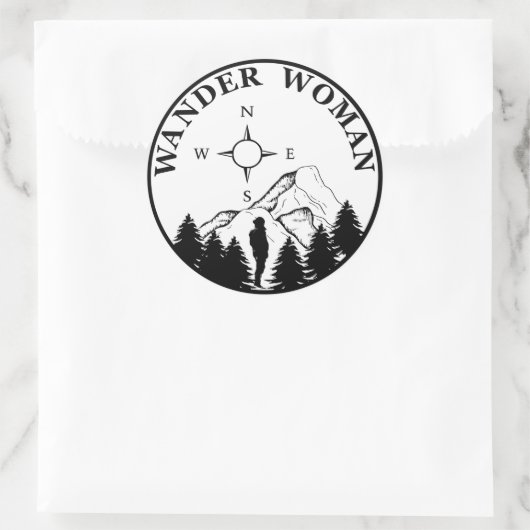 wander vrouw wandelend ronde sticker (Tas)
