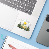 Wander With Intention Mountain Sticker (Laptop met iPhone)