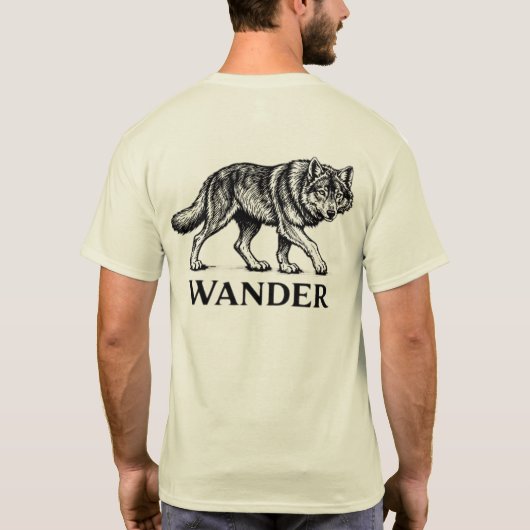 “Wander” Wolf Grafische T-Shirt – Lone Wolf Advent (Achterkant)