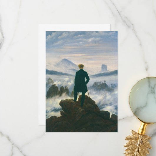 Wanderer above the Sea of Fog by Caspar Friedrich Bedankkaart (Voorkant / Achterkant in situ)