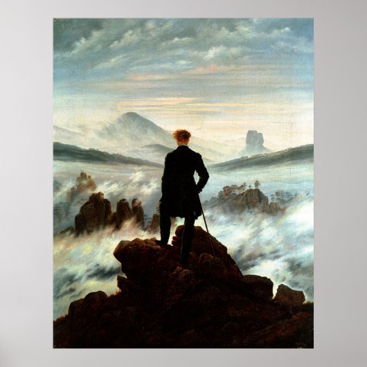 Wanderer Boven het Zee Fog, Caspar Friedrich Poster (Voorkant)