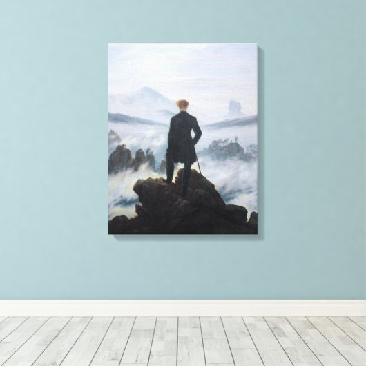 Wanderer Boven het Zee Fog (door C.D. Friedrich) Canvas Afdruk (Insitu (Houten vloer))