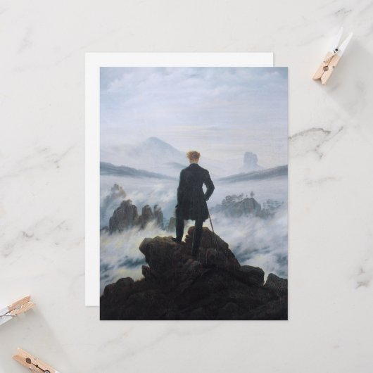 Wanderer Boven het Zee Fog (door C.D. Friedrich) Kaart (Voorkant / Achterkant in situ)
