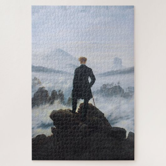 Wanderer Boven het Zee Fog (door C.D. Friedrich) Legpuzzel (Verticaal)