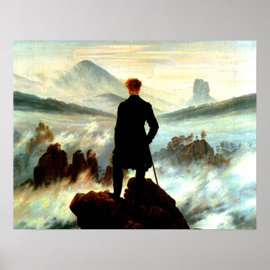 Wanderer boven het Zee Fog door Caspar David Frie Poster (Voorkant)