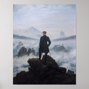 Wanderer Boven het Zee Fog (Friedrich 1818) Poster