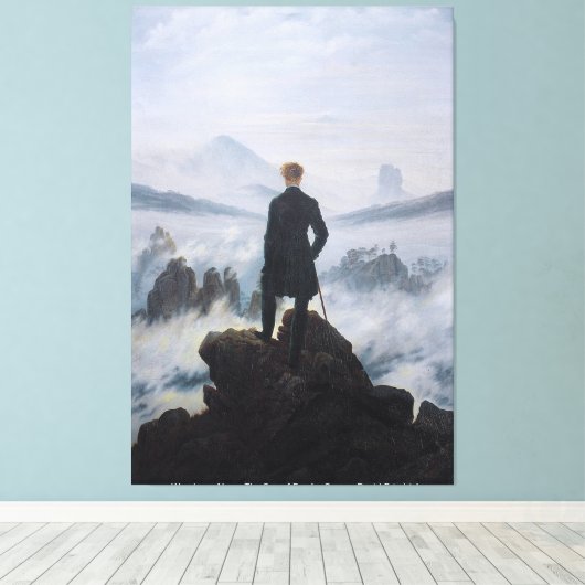 Wanderer Boven Het Zee van Mist / Friedrich Canvas Afdruk (Insitu (Houten vloer))