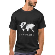 Wanderer Wereldkaart T-Shirt | Minimalistische Rei
