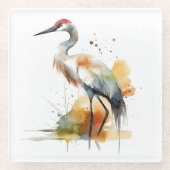 Wandering Crane, op maat Glazen Onderzetter (Voorkant)