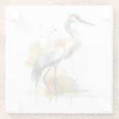 Wandering Crane, op maat Glazen Onderzetter (Achterkant)