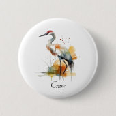 Wandering Crane, op maat Ronde Button 5,7 Cm (Voorkant)