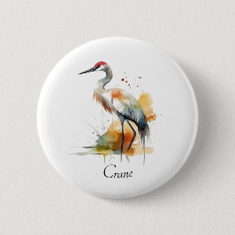 Wandering Crane, op maat Ronde Button 5,7 Cm