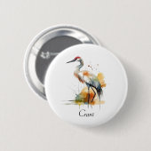 Wandering Crane, op maat Ronde Button 5,7 Cm (Voorkant /achterkant)
