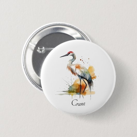 Wandering Crane, op maat Ronde Button 5,7 Cm (Voorkant /achterkant)