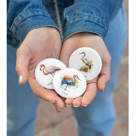 Wandering Crane, op maat Ronde Button 5,7 Cm