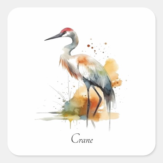 Wandering Crane, op maat Vierkante Sticker (Voorkant)