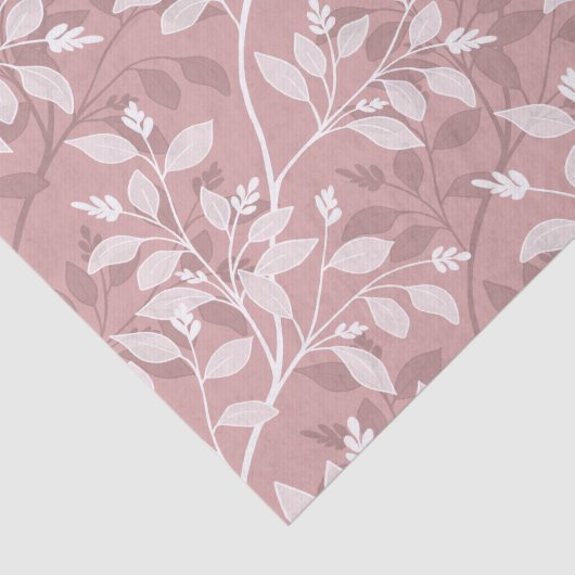 Wandering Leaves Elegant Blush Botanical Pattern Tissuepapier (Detail)