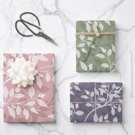 Wandering Leaves Elegant Botanical Pattern Inpakpapier Vel