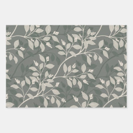 Wandering Leaves Elegant Earthy Botanical Pattern Inpakpapier Vel