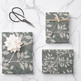 Wandering Leaves Elegant Earthy Botanical Pattern Inpakpapier Vel