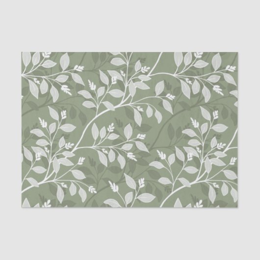 Wandering Leaves Elegant Sage Botanical Pattern Tissuepapier (Voorkant)