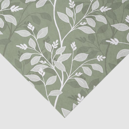 Wandering Leaves Elegant Sage Botanical Pattern  Tissuepapier (Detail)