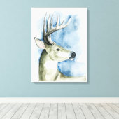 Wandering Stag - Waterverf Canvas Afdruk (Insitu (Houten vloer))