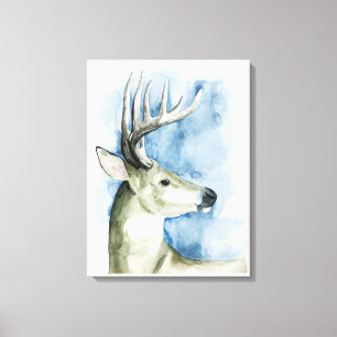 Wandering Stag - Waterverf Canvas Afdruk