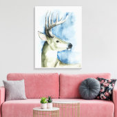 Wandering Stag - Waterverf Canvas Afdruk (Insitu (Woonkamer))