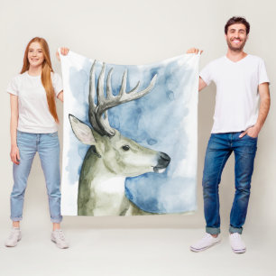 Wandering Stag - Waterverf Fleece Deken